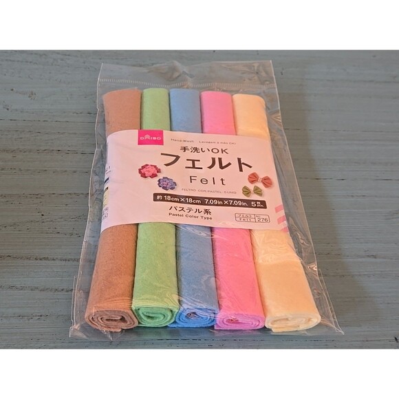 Multicolor Daiso Japanese Felt Sheets 7.09" × 7.09" 5 Sheets Pastel Colors Craft - Picture 4 of 5